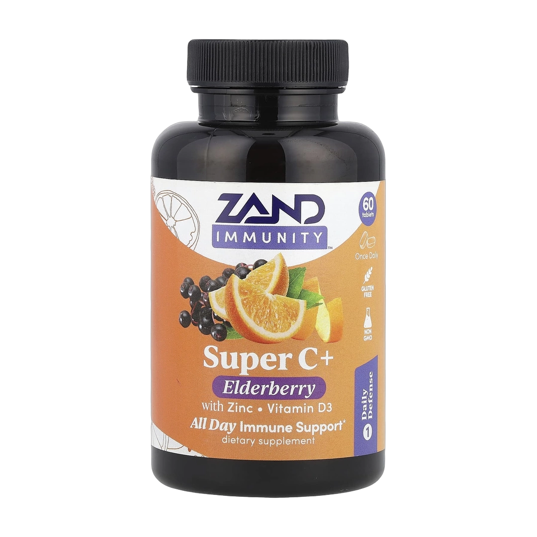 Zand, Immunity, Super C+ Elderberry with Zinc, Vitamin D3, 60 Tablets front packaging view