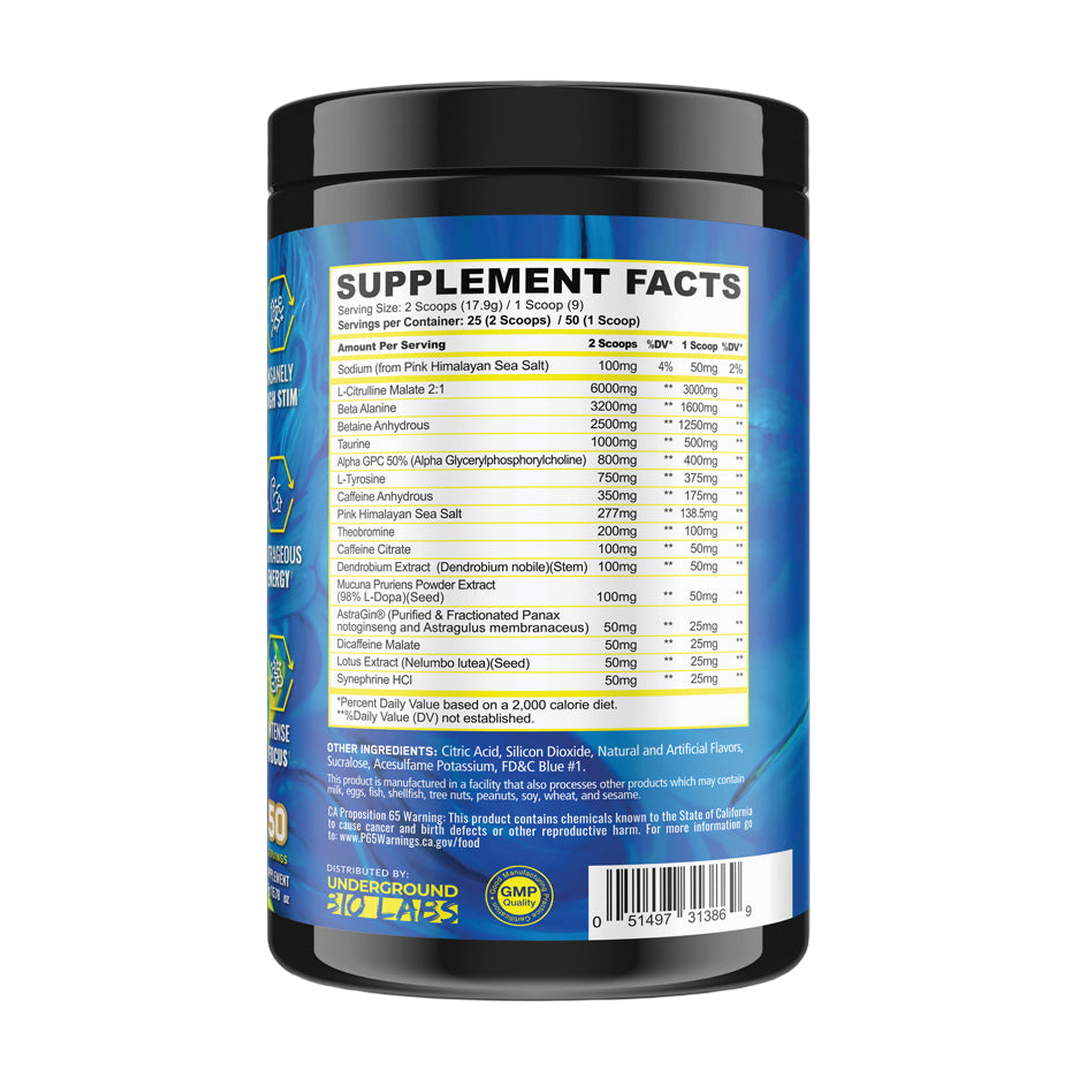 Panda Supplements, Rampage, Extreme Pre-Workout, Blue Venom, 50 Servings