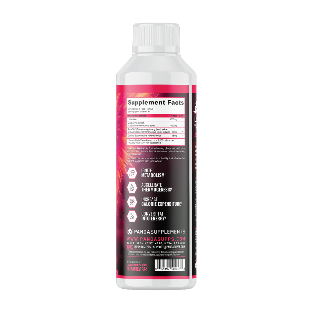 Panda Supplements, Burn Stim-Free Liquid Thermogenic, Raspberry Limeade, 31 Servings