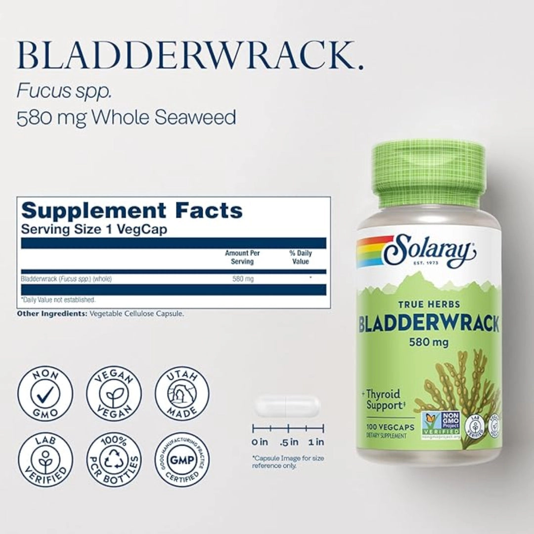 Solaray, True Herbs, Bladderwrack, 580 mg, 100 VegCaps