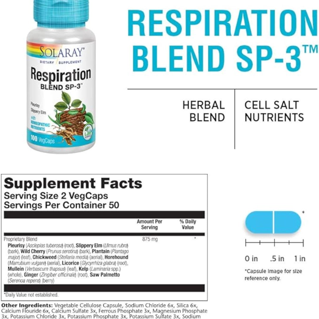 Solaray, Respiration Blend SP-3, 100 VegCaps