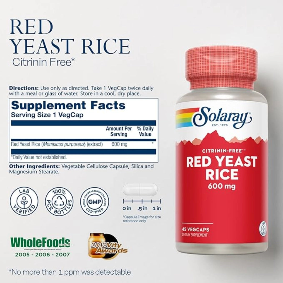 Solaray, Red Yeast Rice, 600 mg, 45 VegCaps