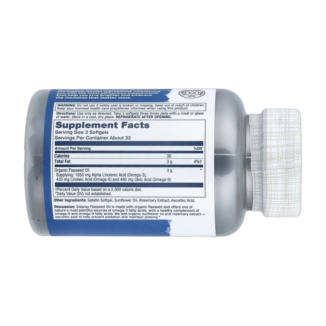 Solaray, Flaxseed Oil, 100 Softgels