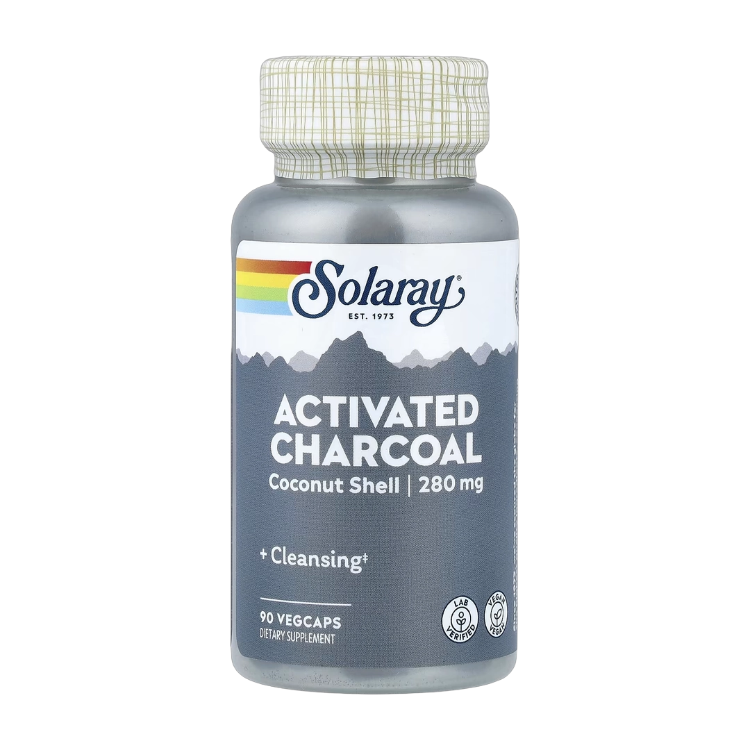 Solaray, Activated Charcoal, 280 mg, 90 VegCaps front packaging view
