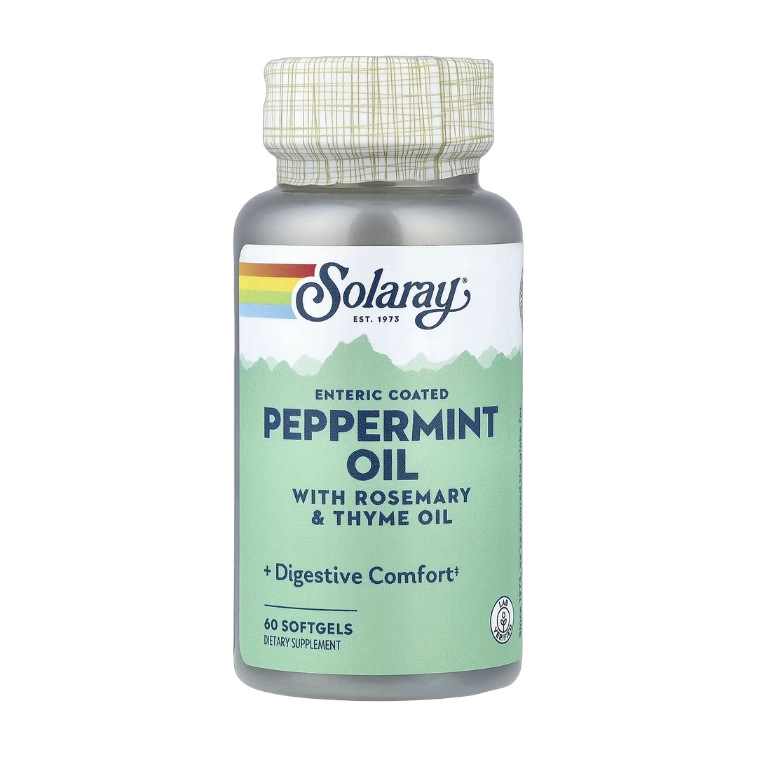 Solaray, Enteric Coated Peppermint Oil With Rosemary & Thyme Oil, 60 Softgels