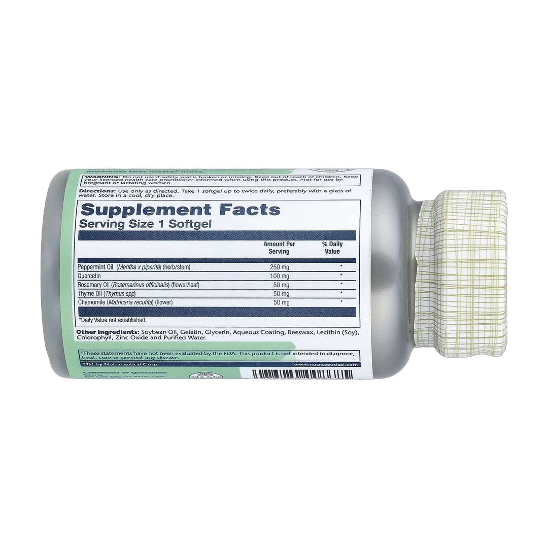 Solaray, Enteric Coated Peppermint Oil With Rosemary & Thyme Oil, 60 Softgels