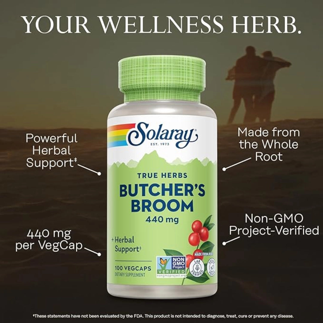 Solaray, True Herbs, Butcher's Broom, 440 mg, 100 VegCaps