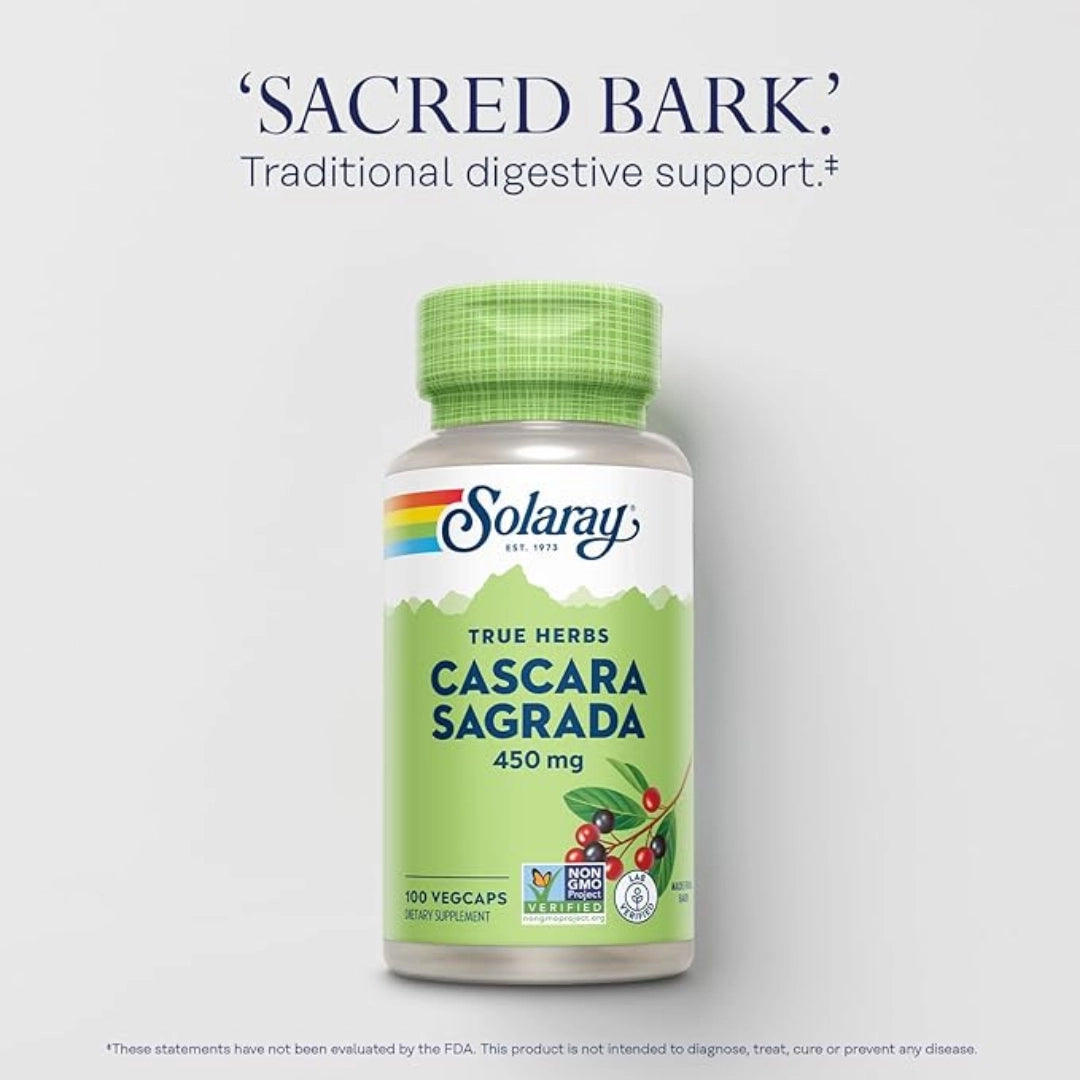 Solaray, True Herbs, Cascara Sagrada, 450 mg, 100 VegCaps
