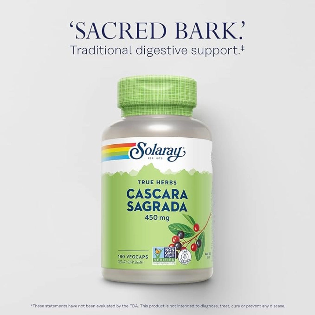 Solaray, True Herbs, Cascara Sagrada, 450 mg, 180 VegCaps