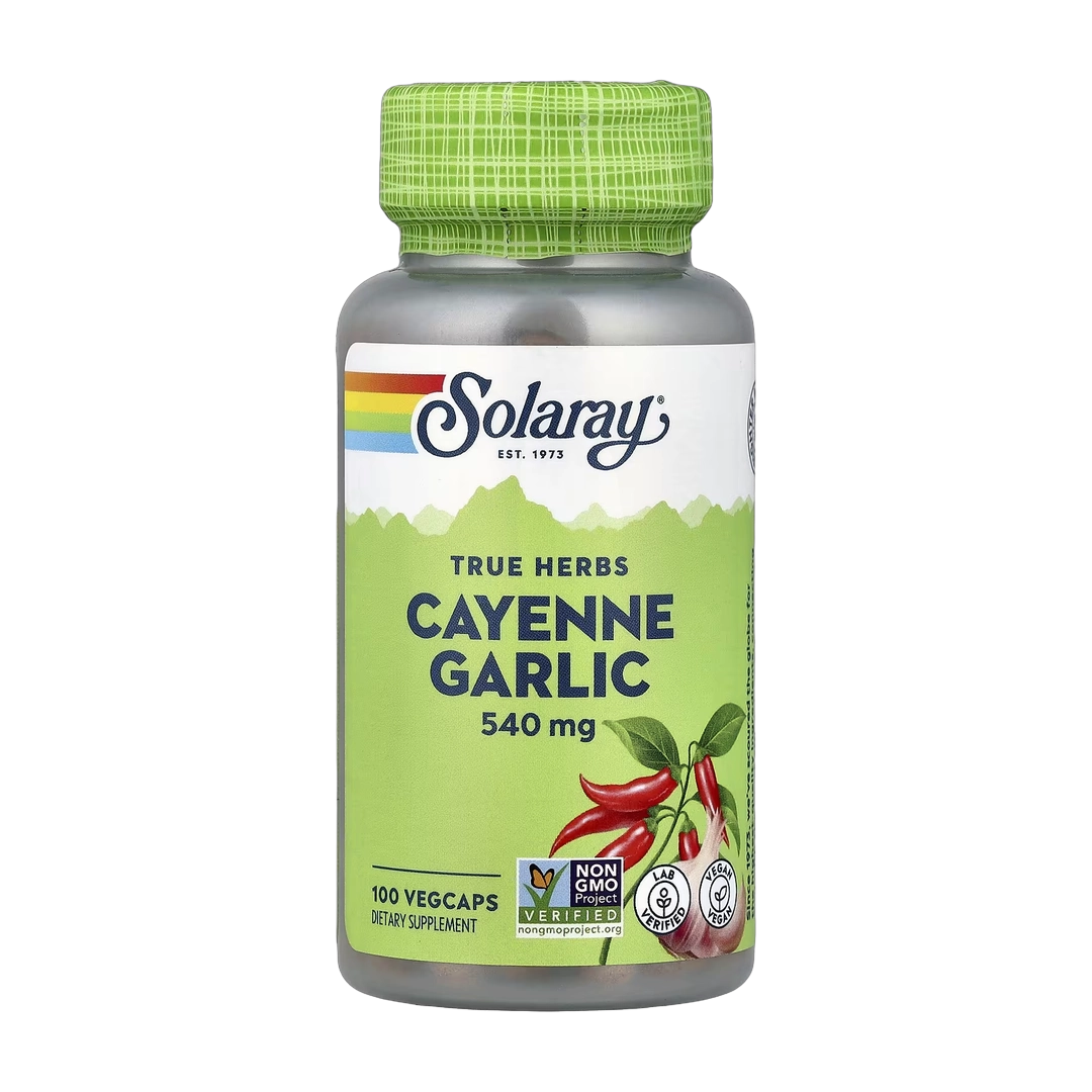 Solaray, True Herbs, Cayenne Garlic, 100 VegCaps