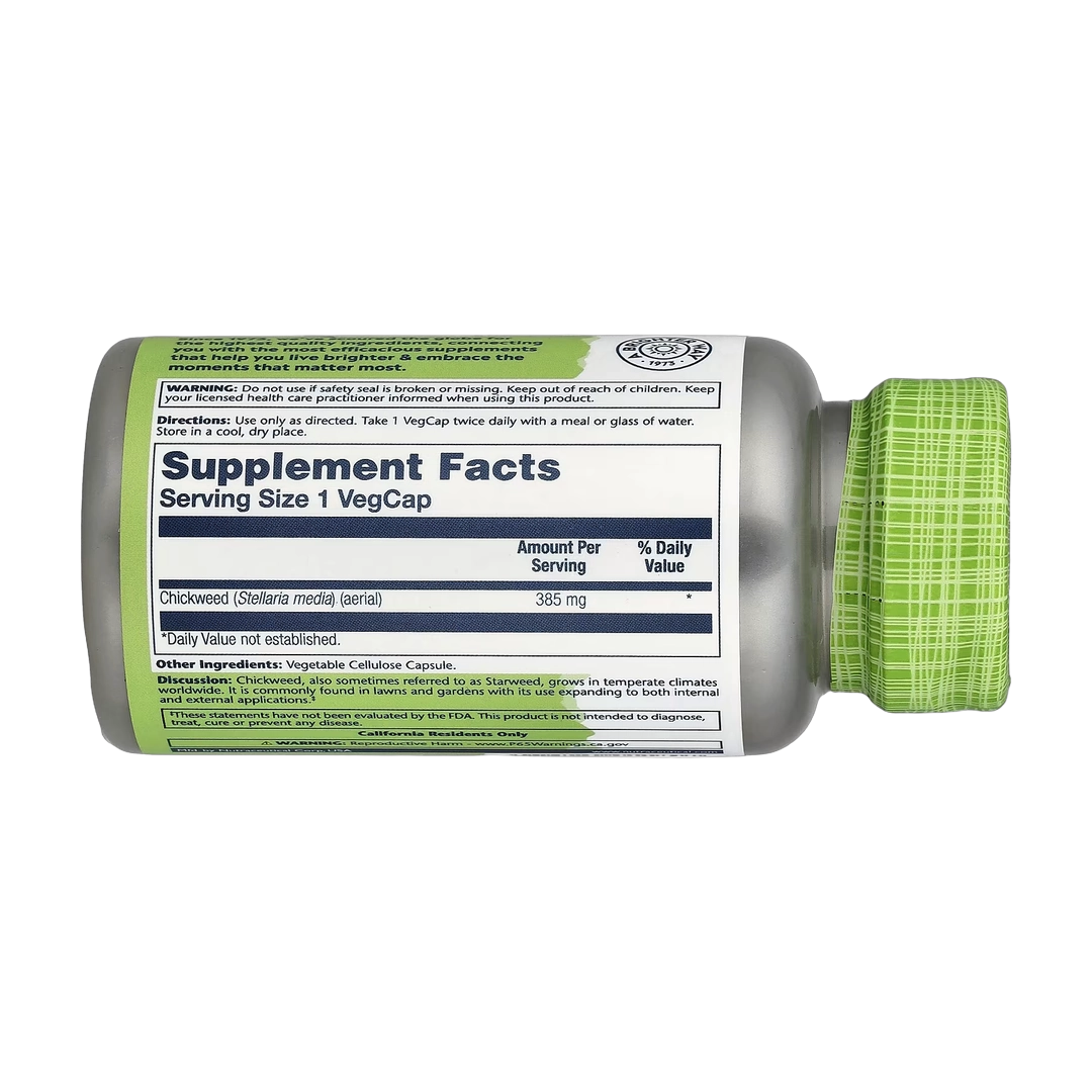 Solaray, True Herbs, Chickweed, 385 mg, 100 VegCaps