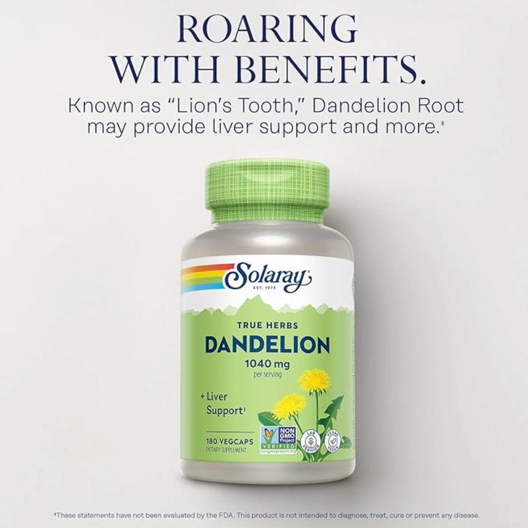 Solaray, True Herbs, Dandelion, 180 VegCaps (520 mg per Capsule)