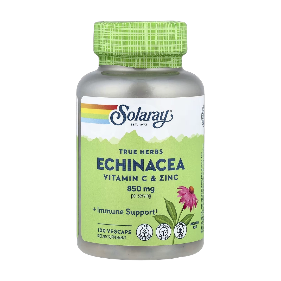 Solaray, True Herbs, Echinacea, Vitamin C & Zinc, 100 VegCaps