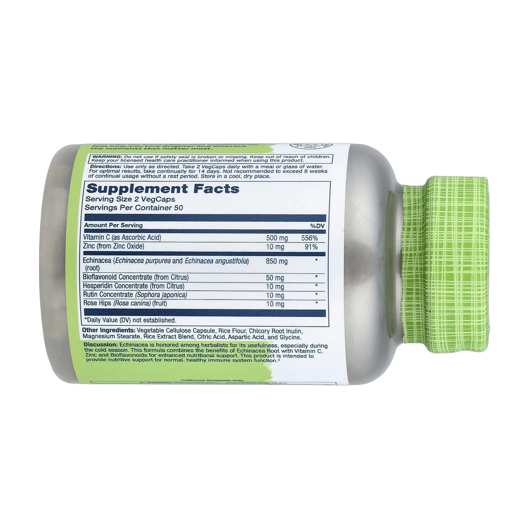 Solaray, True Herbs, Echinacea, Vitamin C & Zinc, 100 VegCaps
