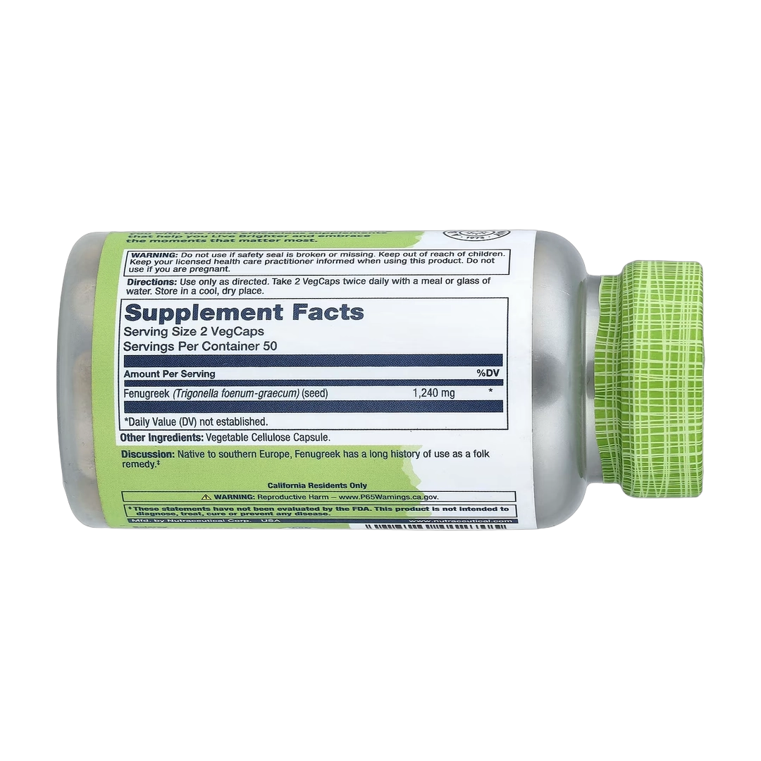 Solaray, True Herbs, Fenugreek, 100 VegCaps (620 mg per Capsule)