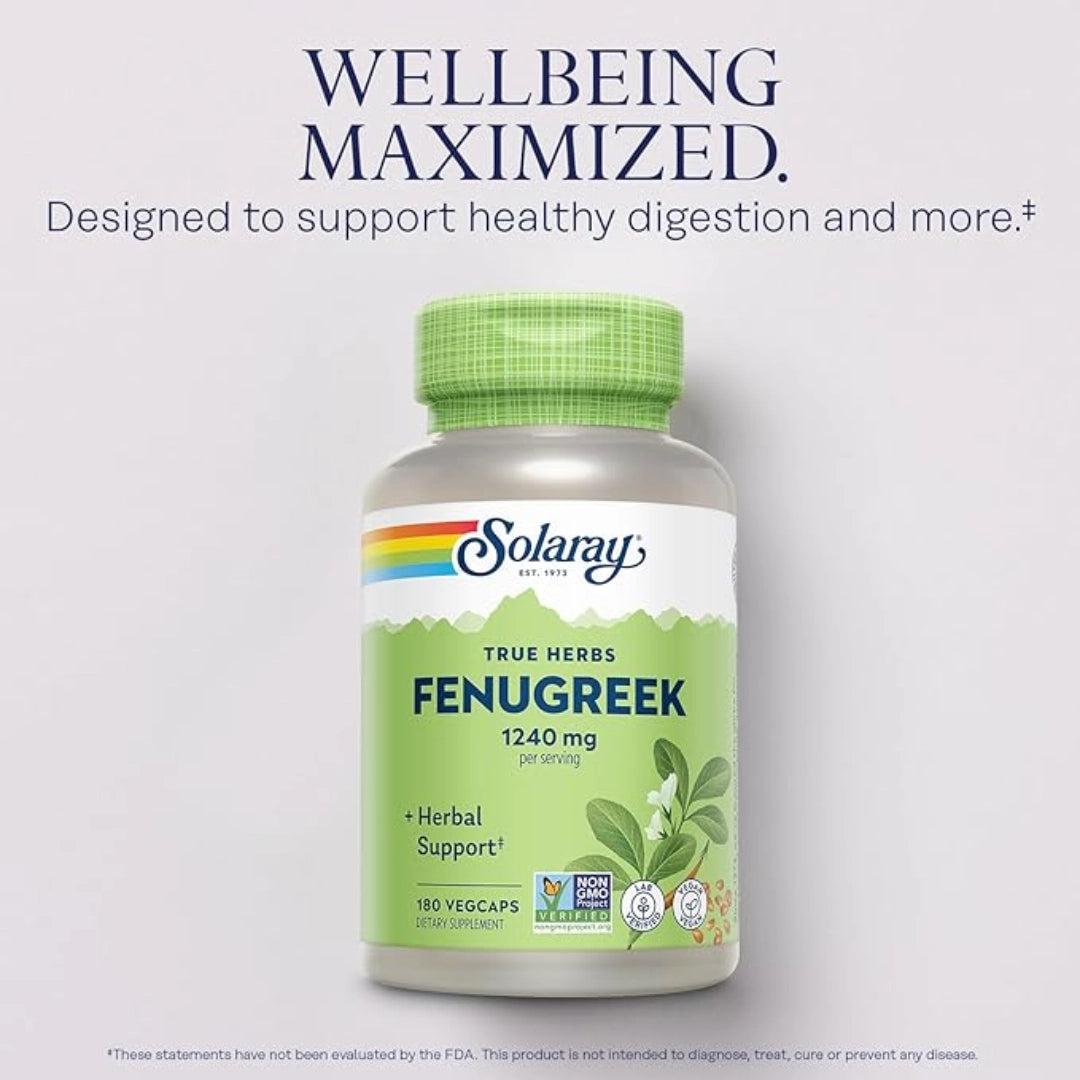 Solaray, True Herbs, Fenugreek, 180 VegCaps (620 mg per Capsule)