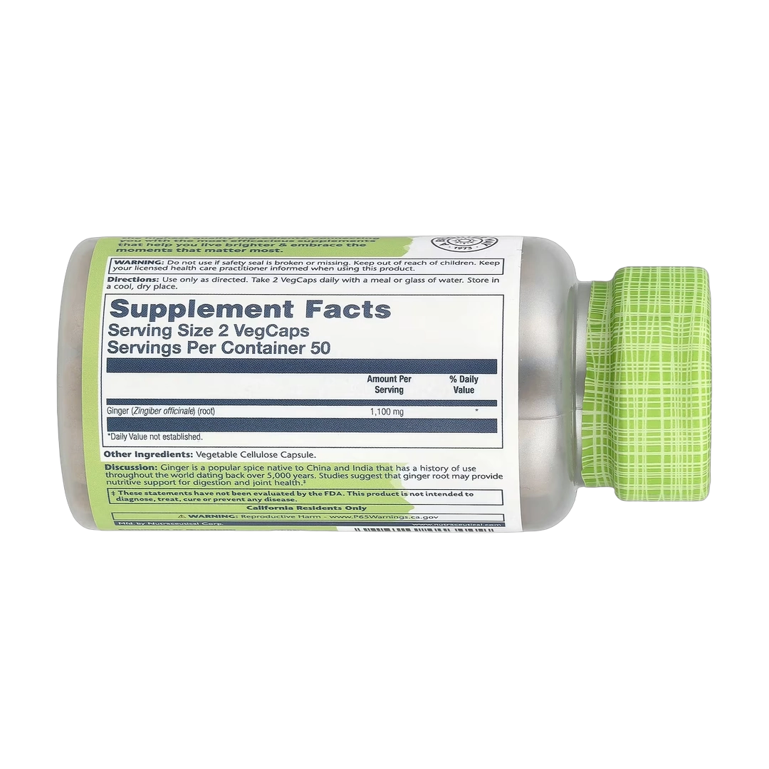 Solaray, True Herbs, Ginger, 100 VegCaps (550 mg per Capsule)