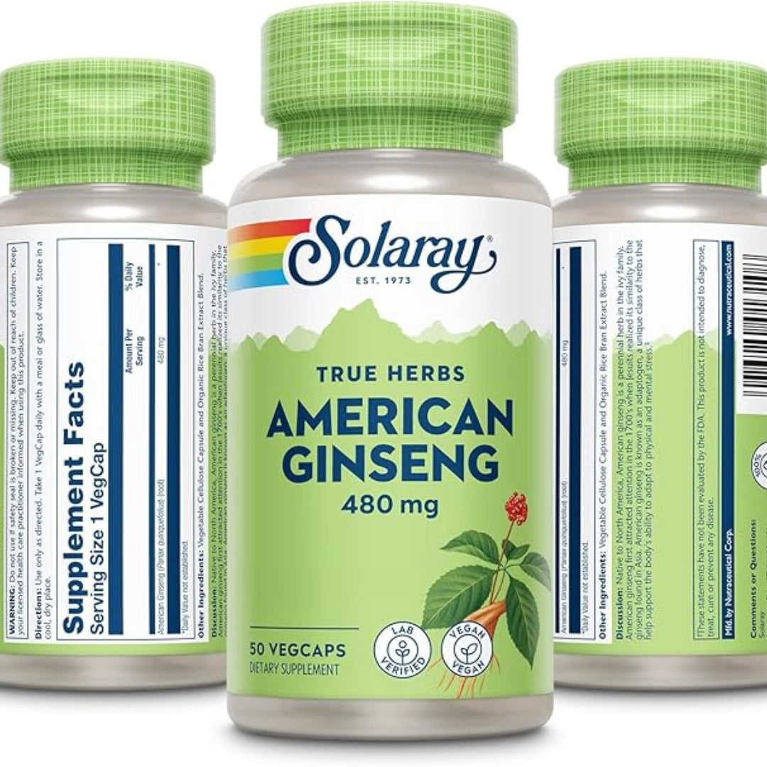 Solaray, True Herbs, American Ginseng, 480 mg, 50 VegCaps