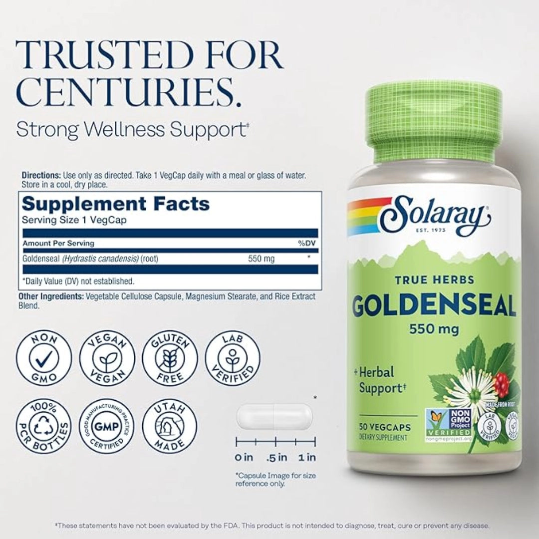 Solaray, Goldenseal Root Capsules 550 mg, 50 VegCaps