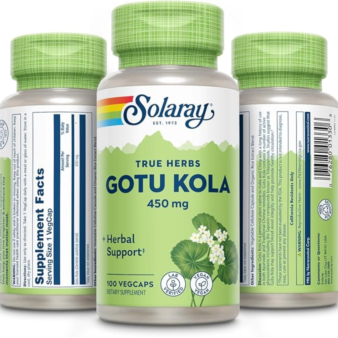 Solaray, True Herbs, Gotu Kola, 450 mg, 100 VegCaps