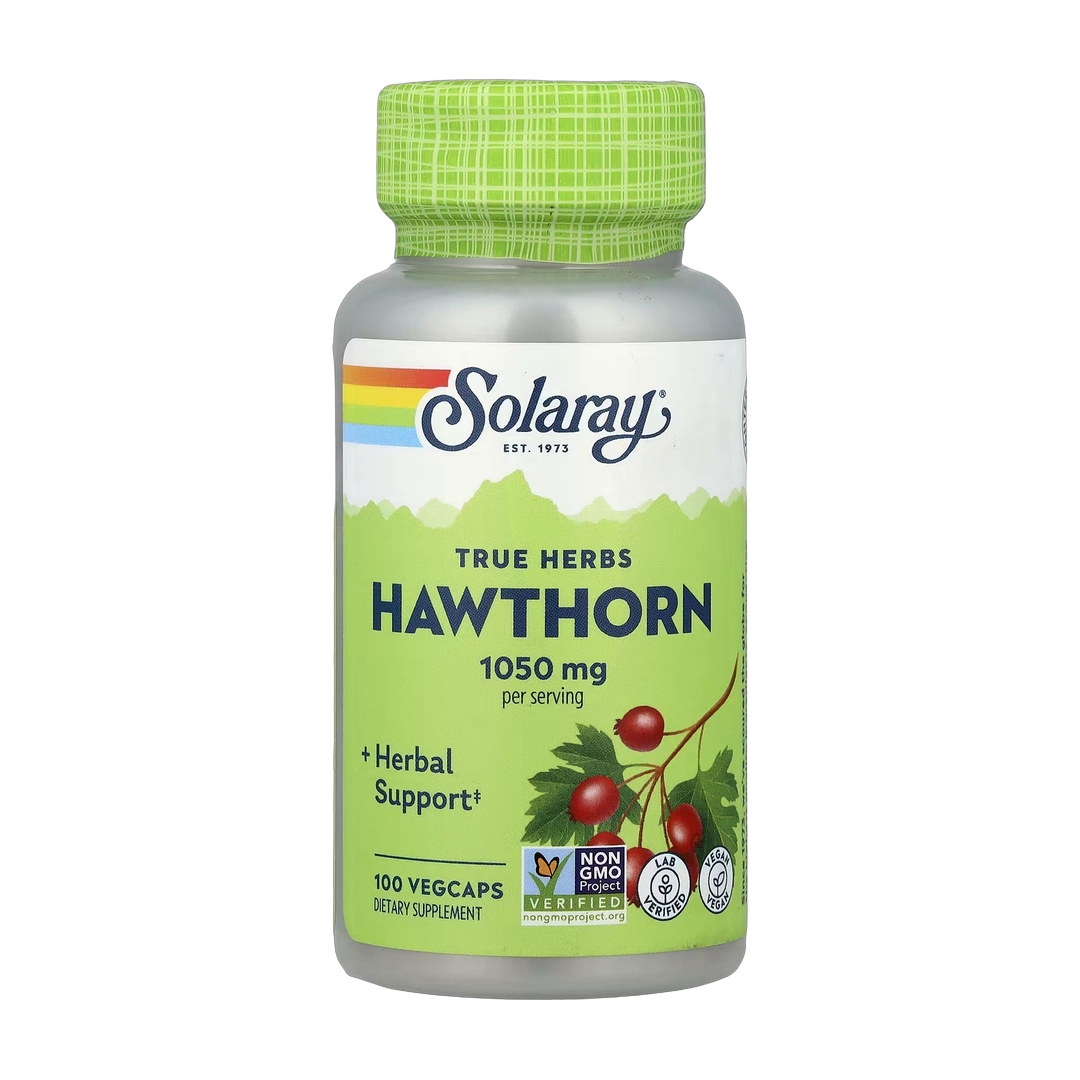 Solaray, True Herbs, Hawthorn, 100 VegCaps (525 mg per Capsule)