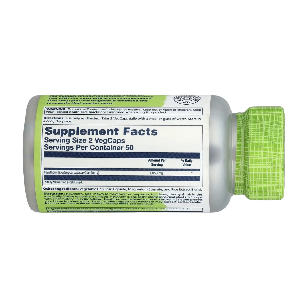 Solaray, True Herbs, Hawthorn, 100 VegCaps (525 mg per Capsule)