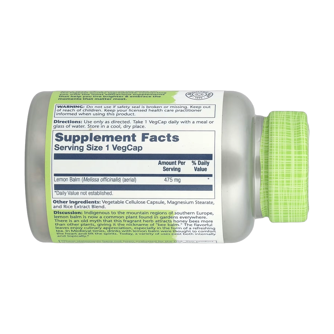 Solaray, True Herbs, Lemon Balm, 475 mg, 100 VegCaps