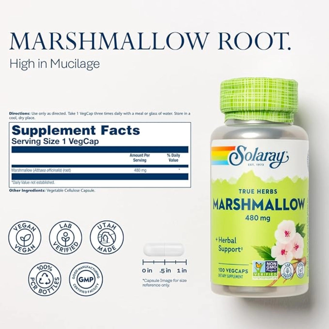 Solaray, True Herbs, Marshmallow, 480 mg, 100 VegCaps