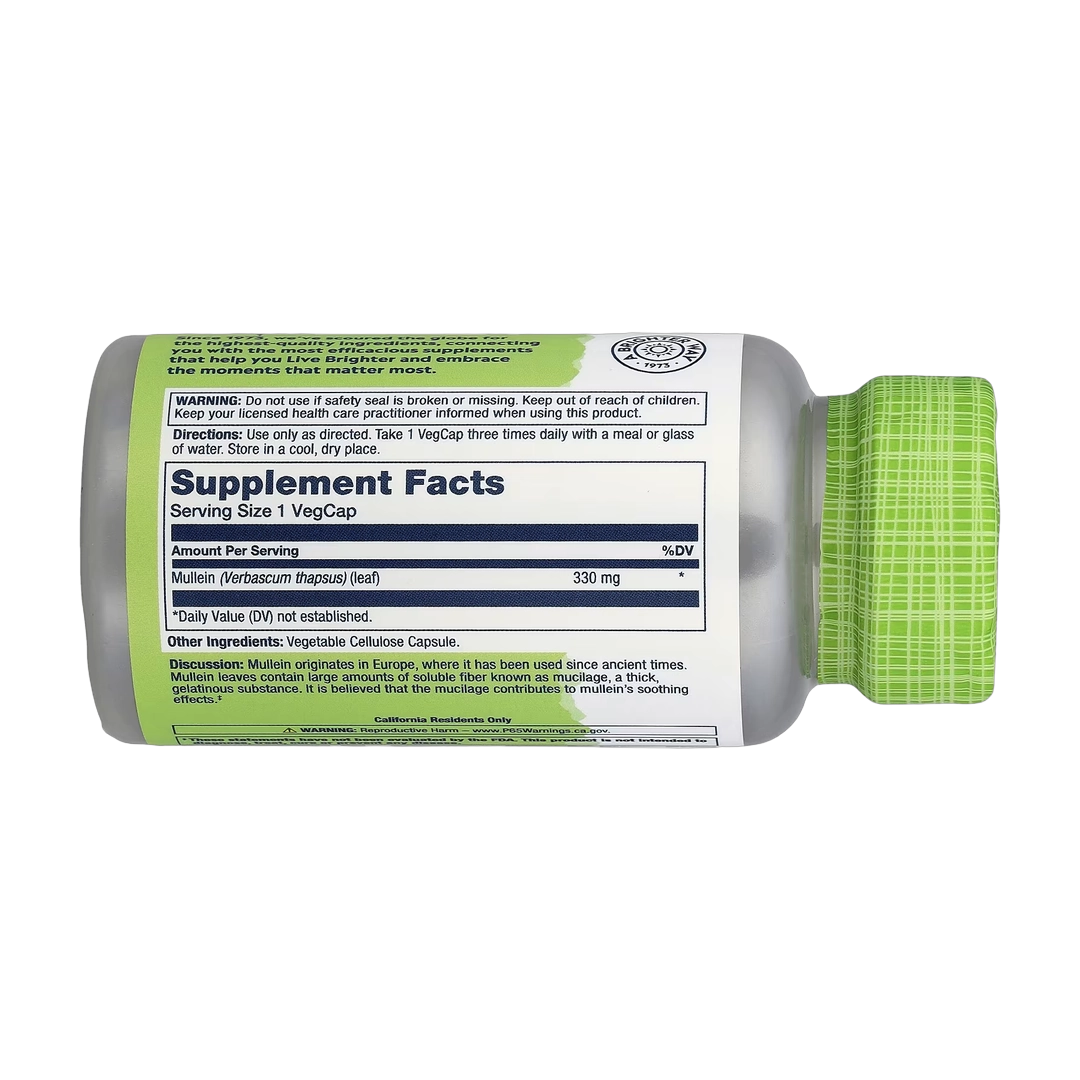 Solaray, True Herbs, Mullein, 330 mg, 100 VegCaps