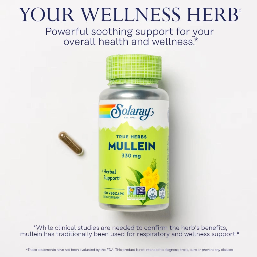 Solaray, True Herbs, Mullein, 330 mg, 100 VegCaps
