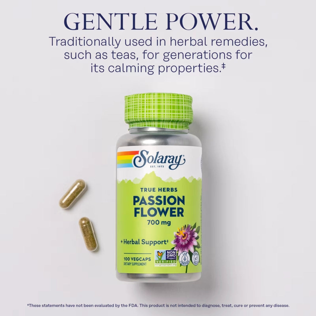 Solaray, True Herbs, Passion Flower, 100 VegCaps (350 mg per VegCap)