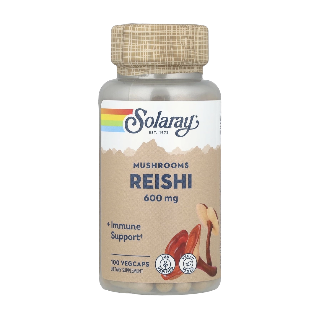 Solaray, Reishi Mushrooms, 600 mg, 100 VegCaps front packaging view