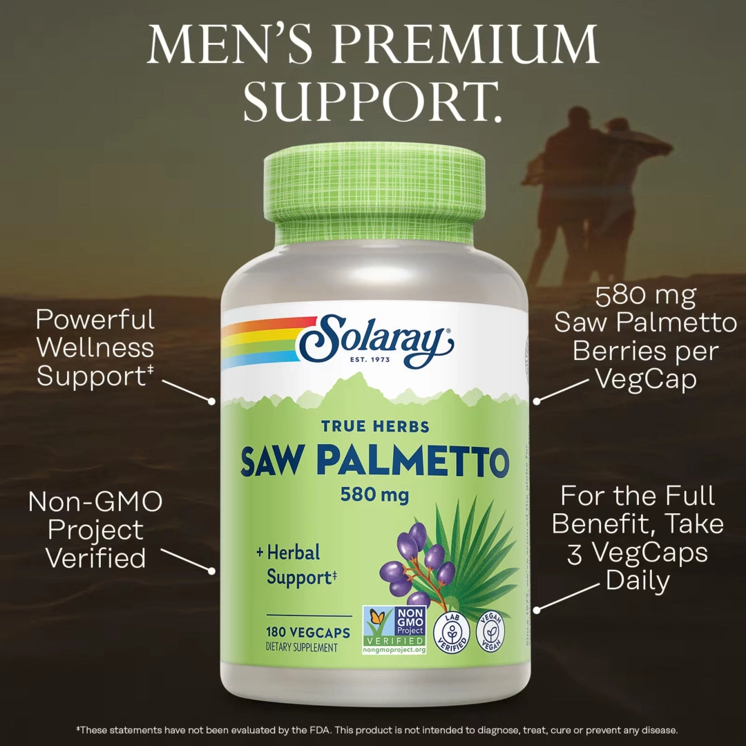 Solaray, True Herbs, Saw Palmetto, 580 mg, 180 VegCaps