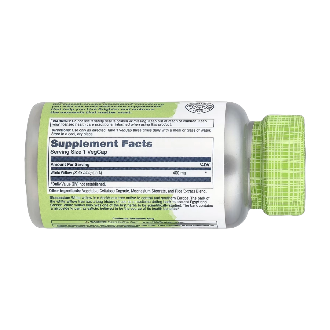 Solaray, True Herbs, White Willow, 400 mg, 100 VegCaps