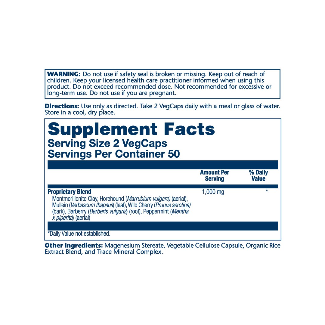 Solaray, Histamine Blend SP-33™, 100 VegCaps supplement facts label showing ingredients, vitamins, minerals, and serving information