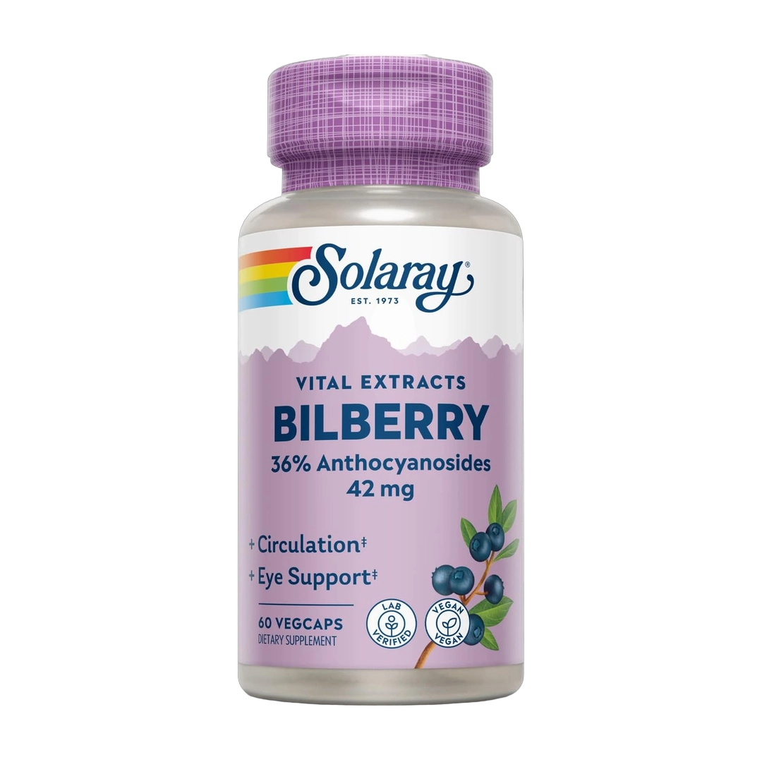 Solaray, Bilberry Berry Extract 42 mg, 60 VegCaps