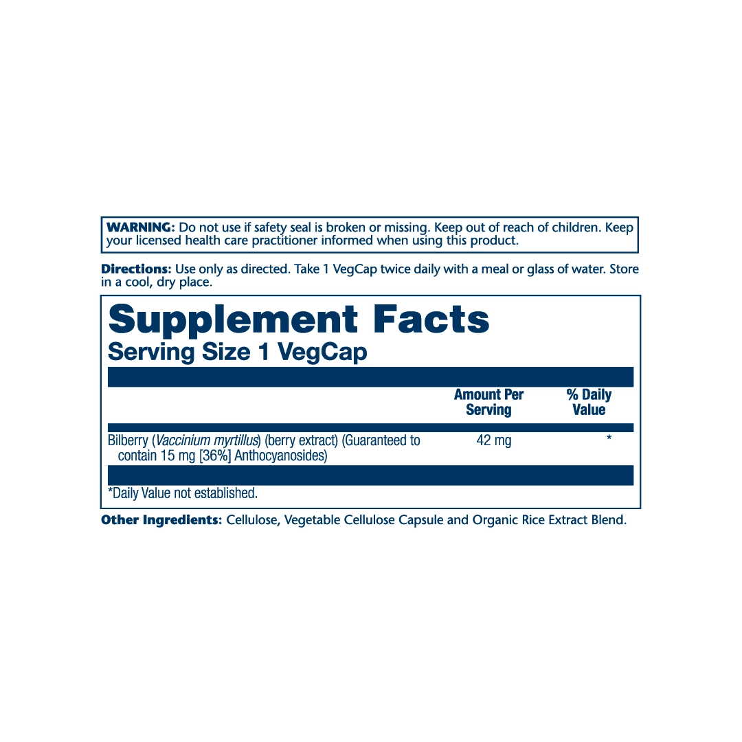 Solaray, Bilberry Berry Extract 42 mg, 60 VegCaps
