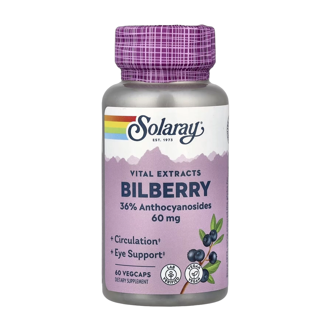 Solaray, Vital Extracts, Bilberry, 60 mg, 60 VegCaps