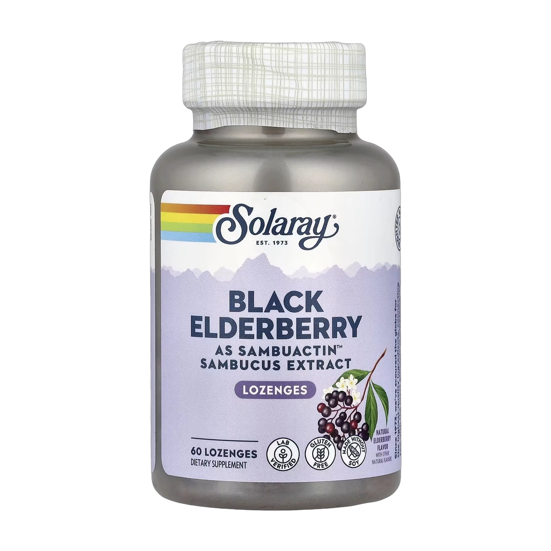 Solaray, Black Elderberry as Sambuactin™, Natural Elderberry , 60 Lozenges