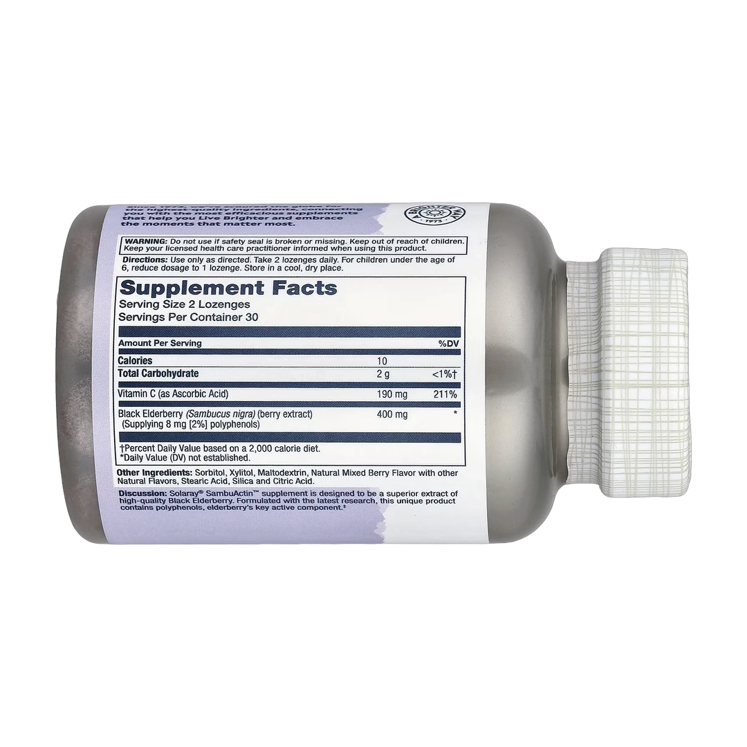 Solaray, Black Elderberry as Sambuactin™, Natural Elderberry , 60 Lozenges