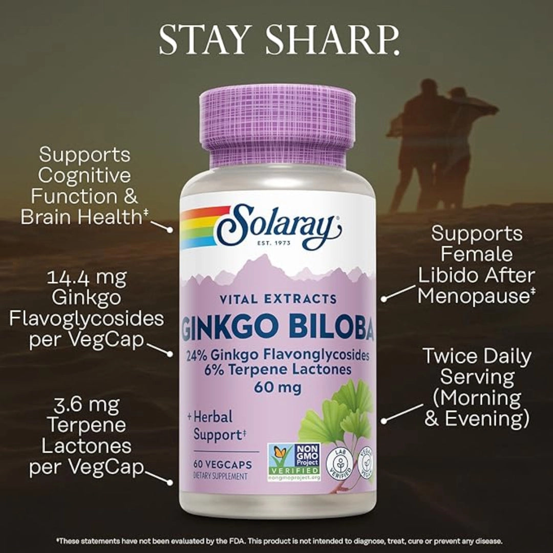 Solaray, Vital Extracts, Ginkgo Biloba, 60 mg, 60 VegCaps