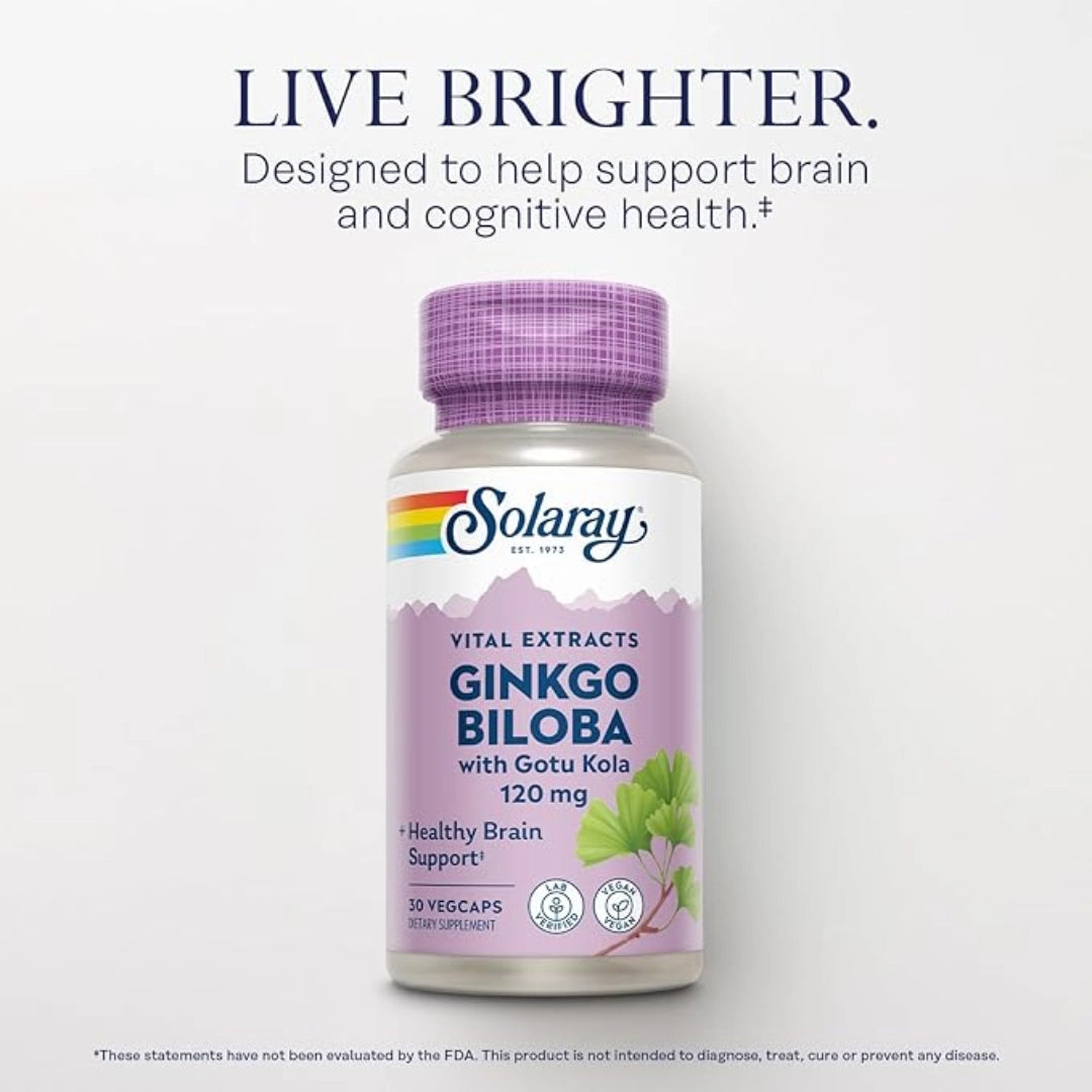 SOLARAY, Ginkgo Biloba Extract with Gotu Kola, 30 VegCaps