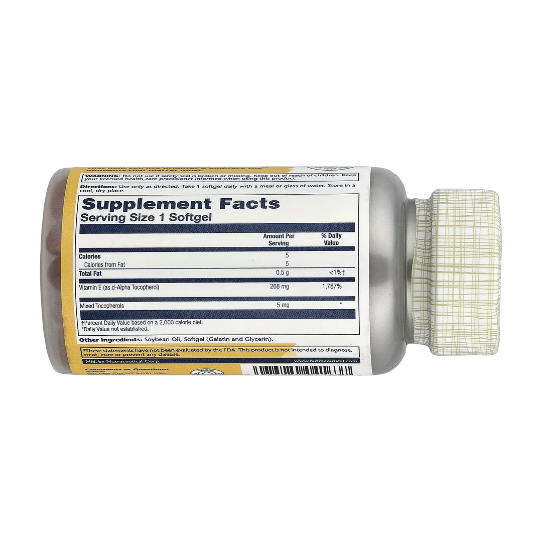 Solaray, Vitamin E, 100 Softgels