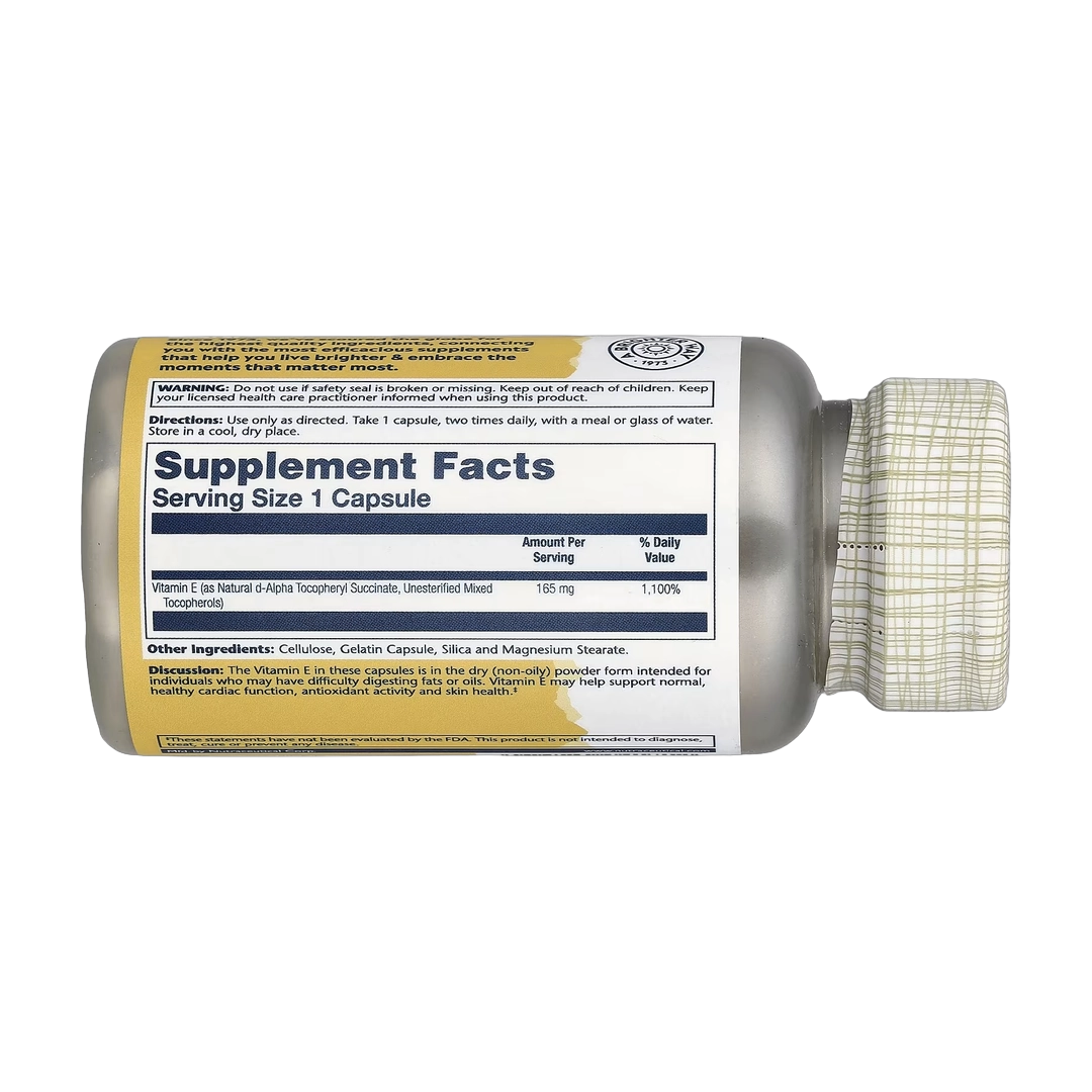 Solaray, Dry Form Vitamin E, 165 mg, 100 Capsules