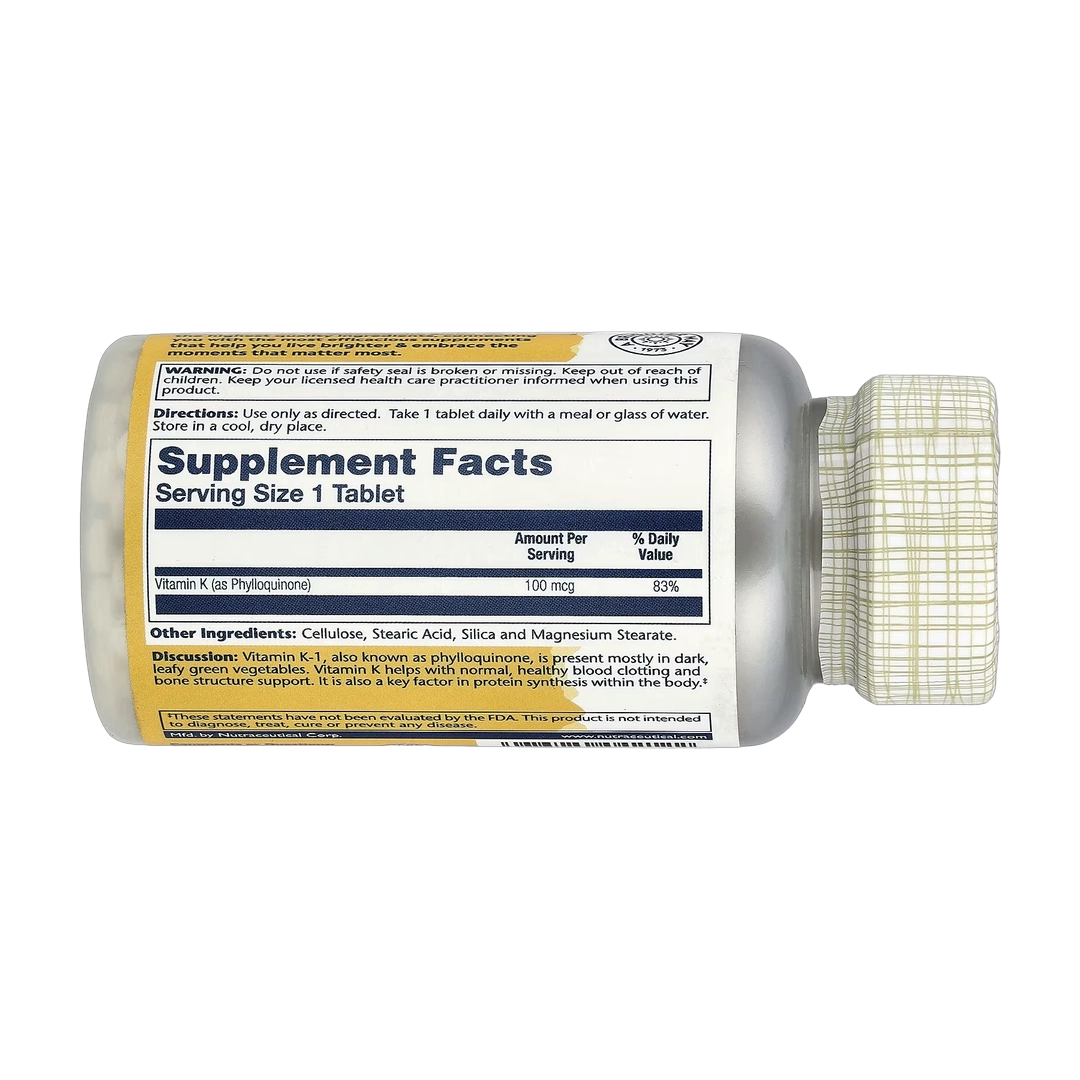 Solaray, Vitamin K, 100 mcg, 100 Tablets