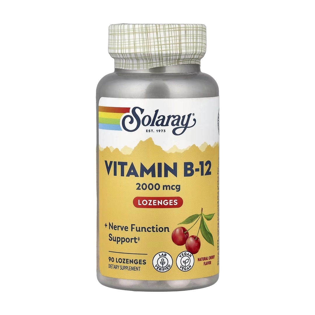 Solaray, Vitamin B-12, Natural Cherry, 2,000 mcg, 90 Lozenges