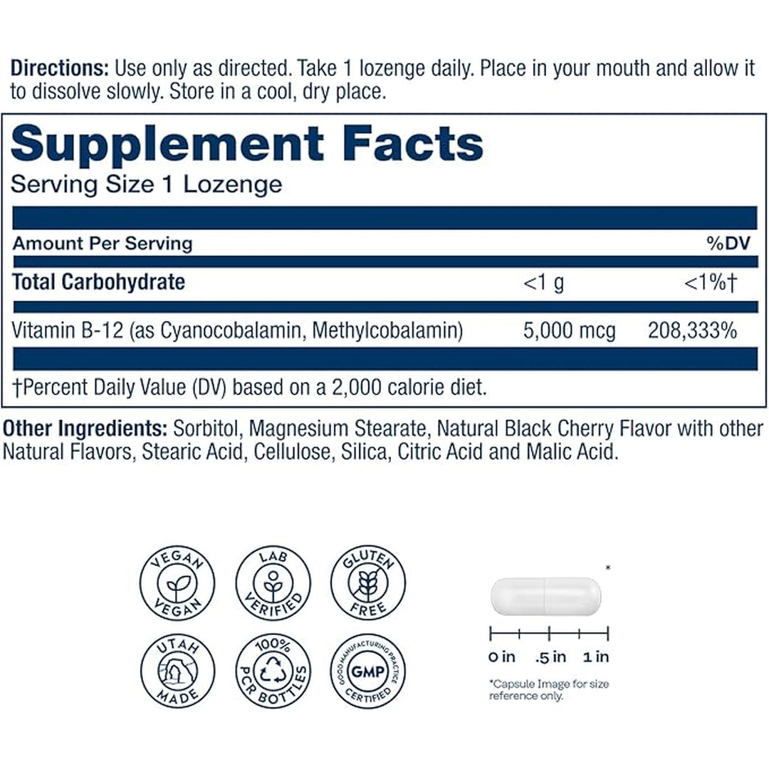 Solaray, Vitamin B-12, 5000 mcg, 30 Lozenges