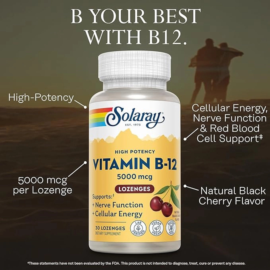 Solaray, Vitamin B-12, 5000 mcg, 30 Lozenges