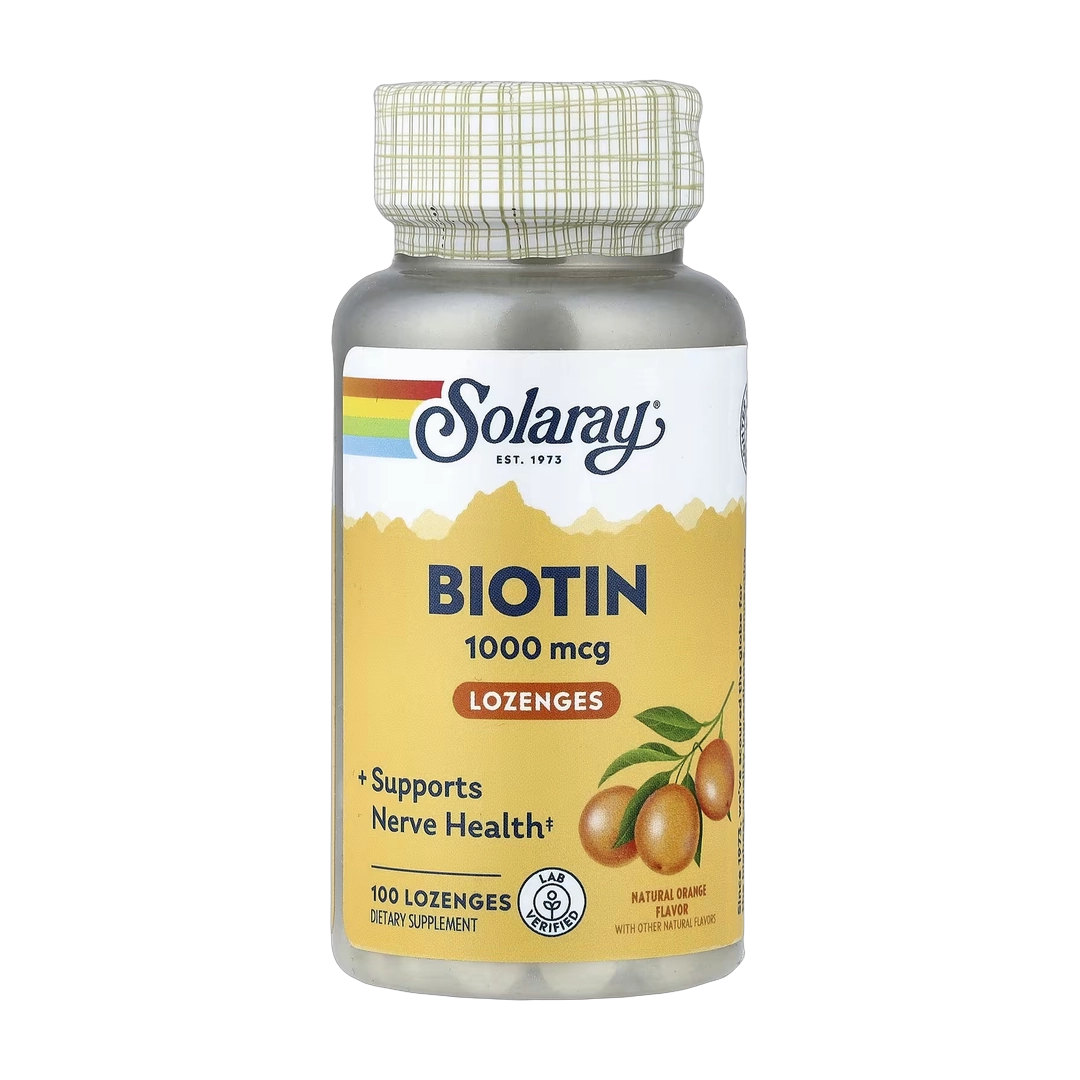 Solaray, Biotin Lozenges, Natural Orange, 1,000 mcg, 100 Lozenges