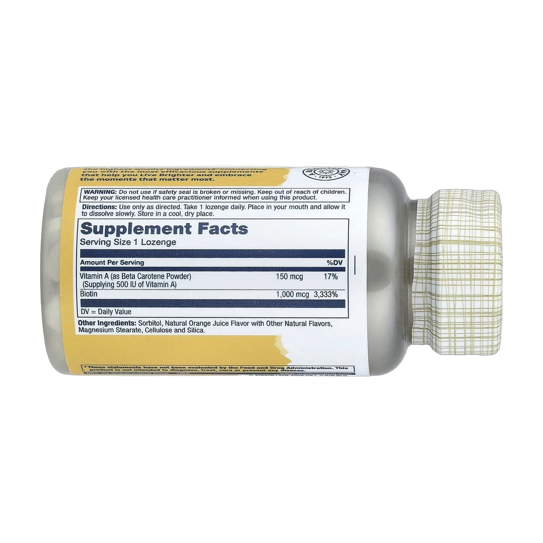 Solaray, Biotin Lozenges, Natural Orange, 1,000 mcg, 100 Lozenges